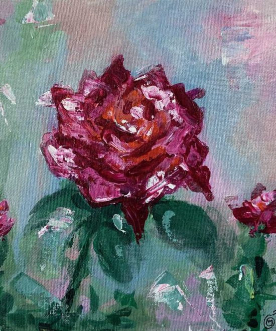 desert rose, flower, acrylic painting