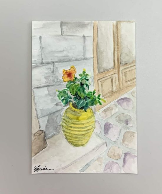 Hibiscus watercolor, Hydra island