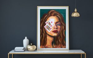 Frame mockup for poker face portrait