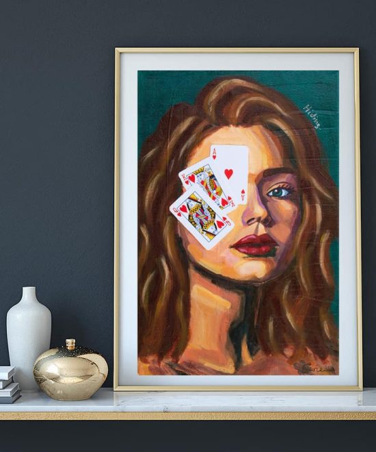 Frame mockup for poker face portrait