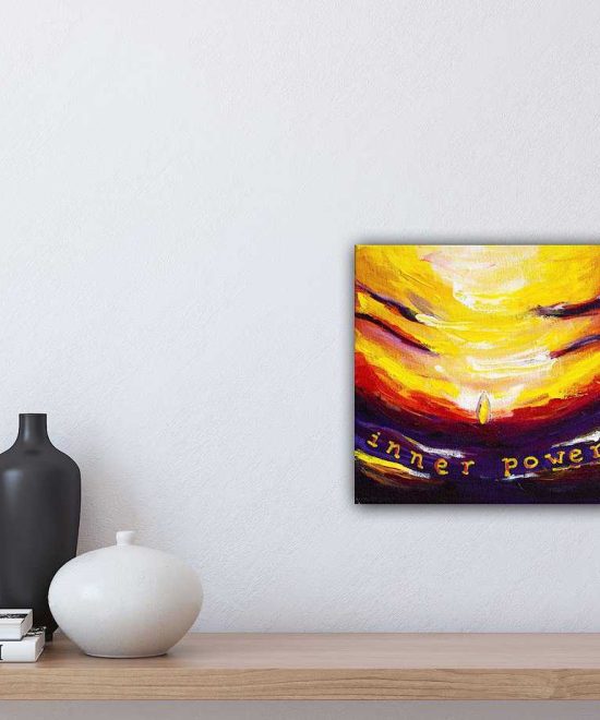 Print of inner power painting on the wall, solar plexus chakra