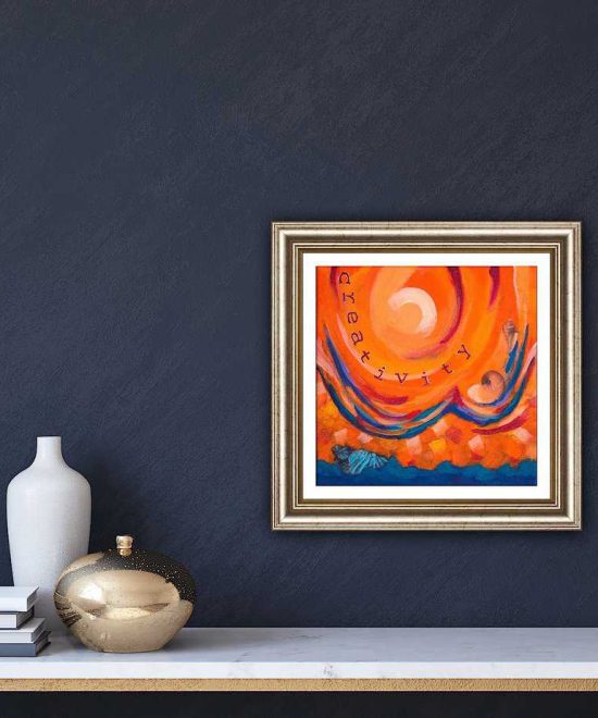 Print of creativity painting on the wall framed, 2nd chakra