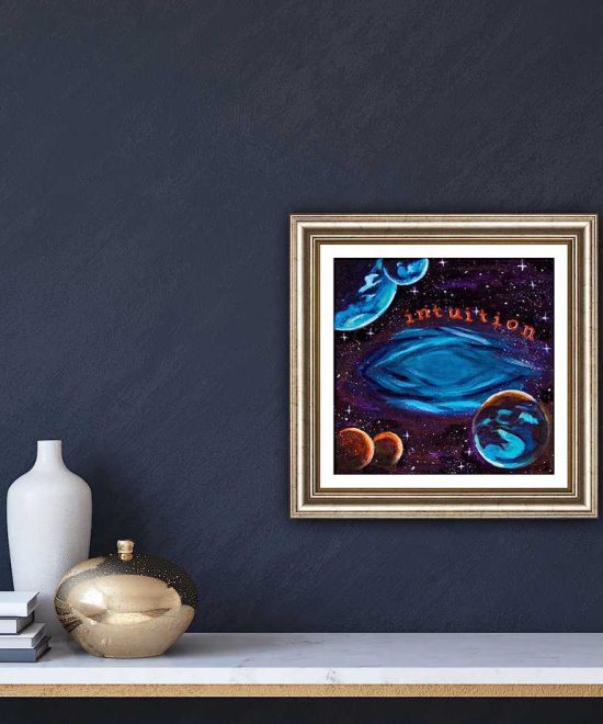 Print of intuition painting, third eye chakra on the wall framed
