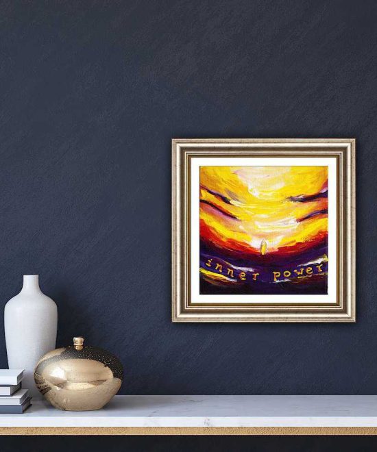 Print of inner power painting on the wall framed, solar plexus chakra