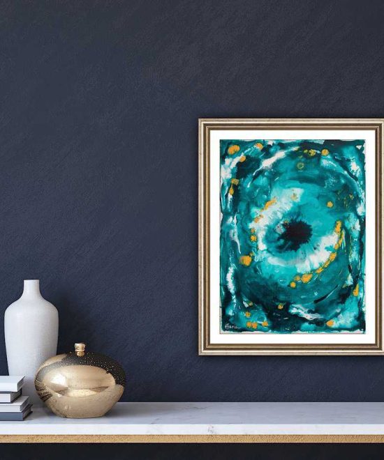 evil eye painting framed hanging on the wall, image 2