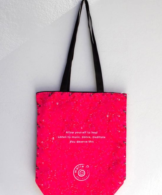 Tote Τσάντα πάνινη - Music heals, πίσω όψη