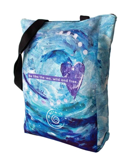 tote bag, wild waves, backside, image2