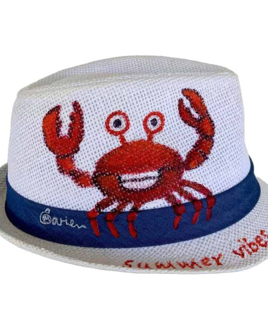 Καπέλο Καβουράκι παιδικό με ζωγραφιά καβούρι, πλαϊνο μέρος