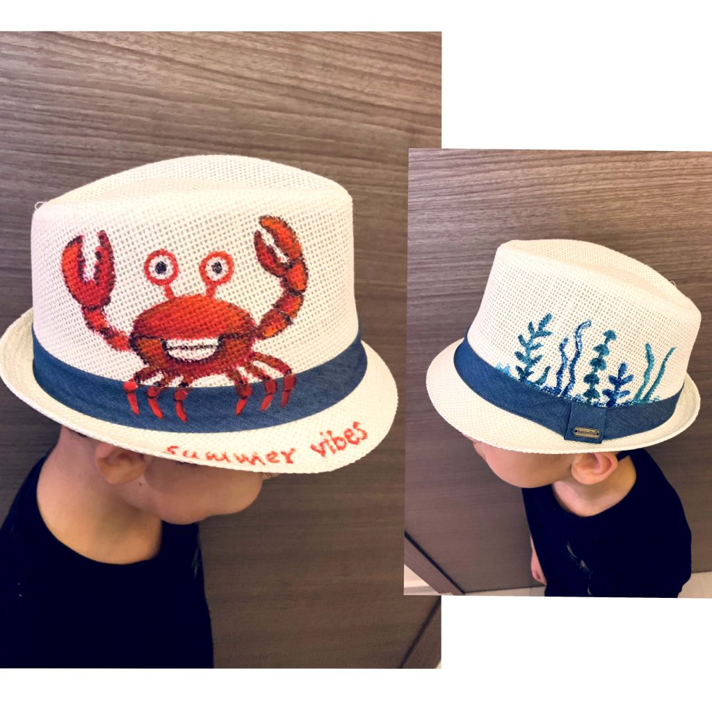 Καπέλο Καβουράκι παιδικό 'Summer vibes' , φορεμένο σε μοντέλο