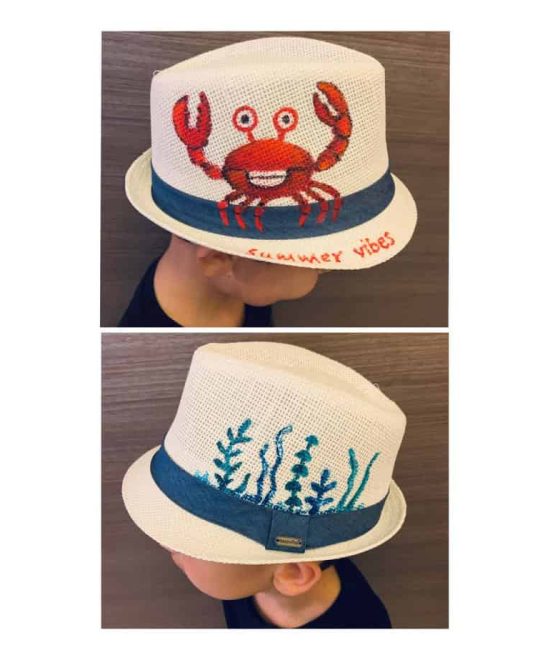 Καπέλο Καβουράκι παιδικό 'Summer vibes' , φορεμένο σε μοντέλο,φωτό 2