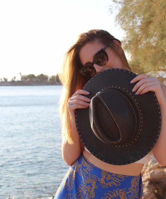 καπέλο πάναμα μαύρο με πέτρα